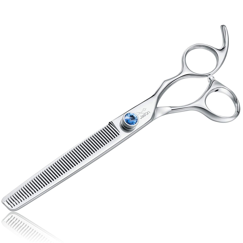 Tijeras Jason para perros, 7 pulgadas, 50 dientes, guía de acabado suave para mezcla de longitudes.