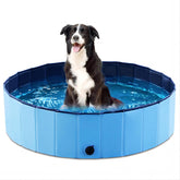 Jasonwell piscina plegable para perros azul de 39,5 pulgadas, ideal para baños al aire libre.