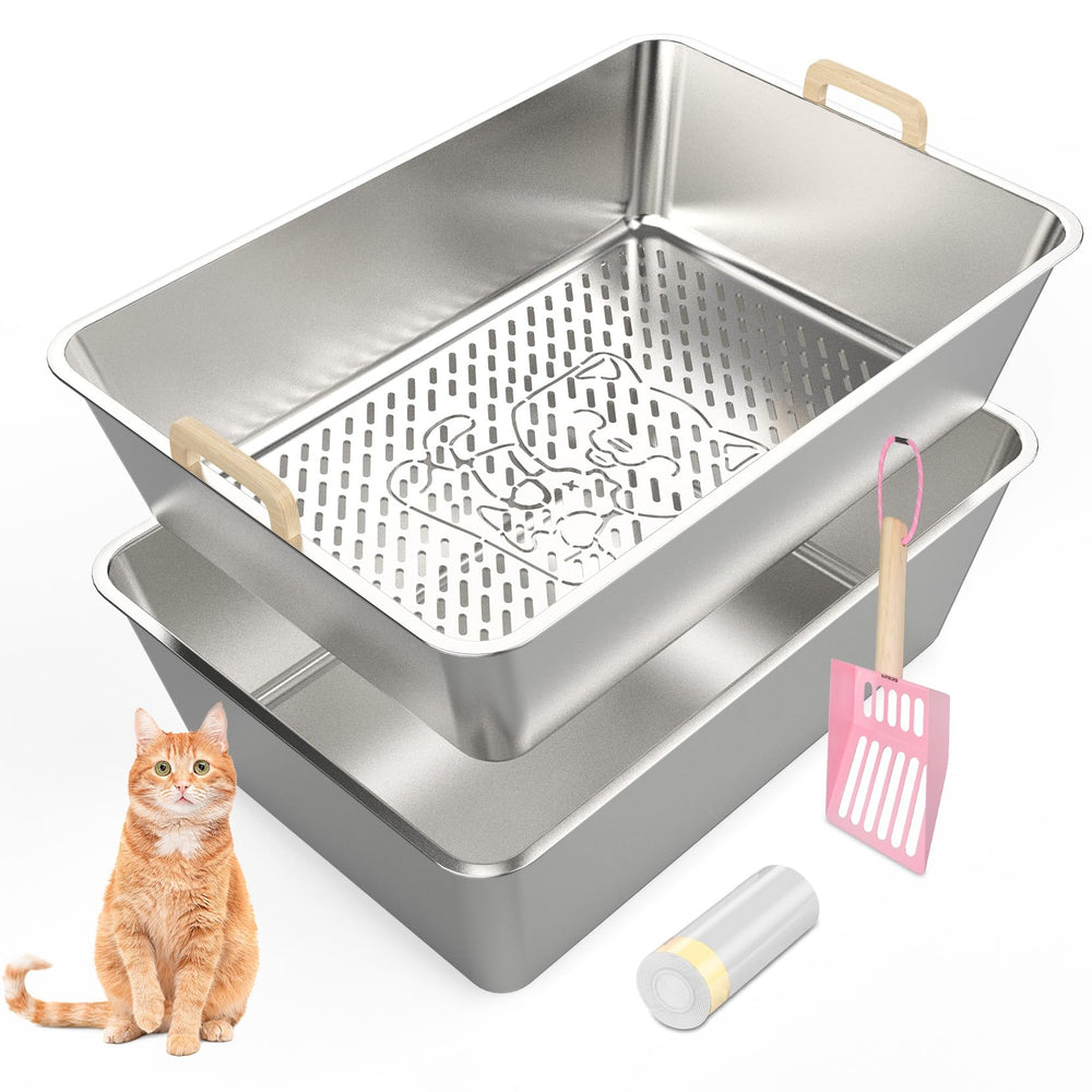 JDCQKHA caja tamiz exterior con apertura amplia para gatos grandes; facilita la limpieza.
