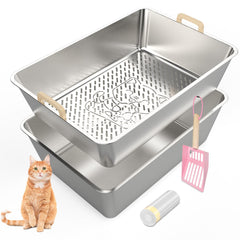 JDCQKHA caja tamiz exterior con apertura amplia para gatos grandes; facilita la limpieza.