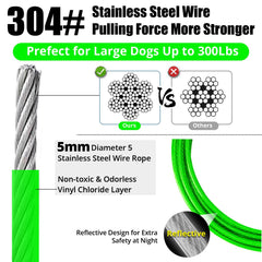Jenico cable para perros de 40 pies, alcance cómodo para paseos largos.
