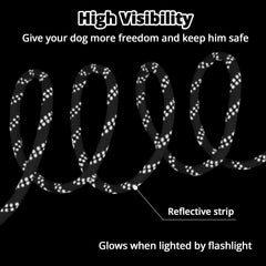 Jenico cable para perro camping 100 ft con reflectante brinda alcance y seguridad.