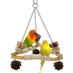 Jevnd columpio para jaula con tres perchas de sisal, mejora equilibrio y juego.