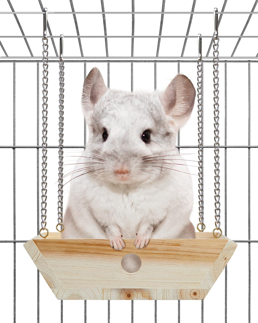 Jevnd hamaca madera natural jaula chinchilla: descanso cómodo y seguro para trepar.