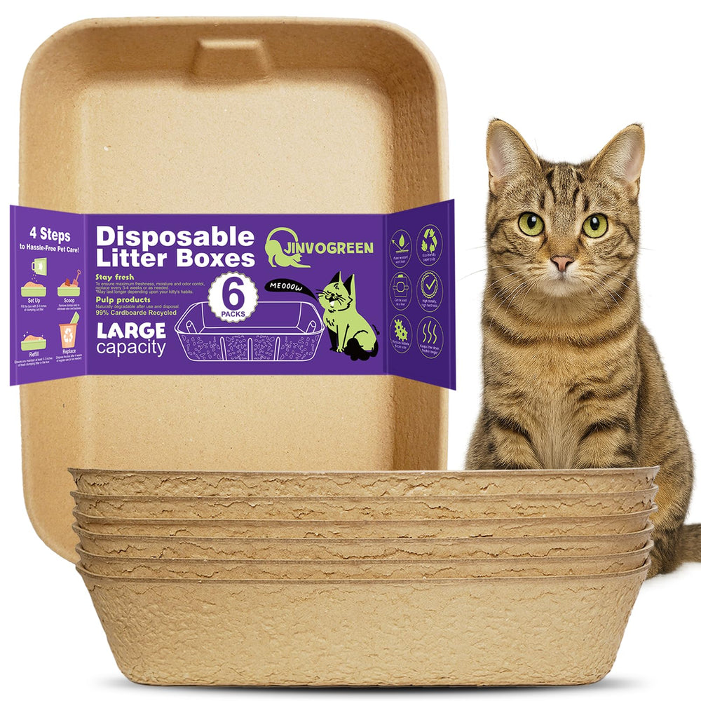 JINVOGREEN caja desechable para gatos, paquete de 6, ideal para viajes