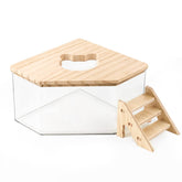 Caja de arena para hámster Jinzhenhong pentágono de acrílico, estable y clara.