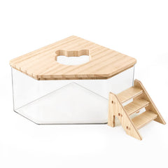 Caja de arena para hámster Jinzhenhong pentágono de acrílico, estable y clara.