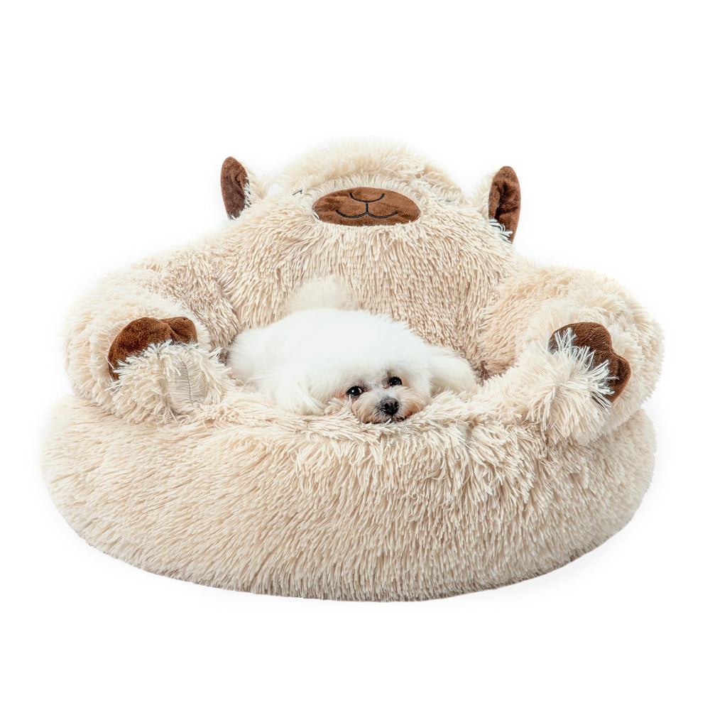 Jiupety cama anillo camel para perros y gatos, descanso cálido