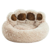 Cama Jiupety con forma de dona y patitas, ideal para abrazar a tu mascota.
