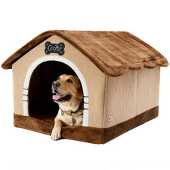 Jiupety casa para perros con interior y marco, refugio amplio para dormir