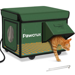 Casa para gato calefactada JLSAME exterior mantiene al felino cálido y seguro.