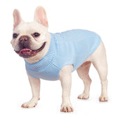 Súeter Jnancun para gato estirable en azul, ajuste cómodo para paseos fríos.