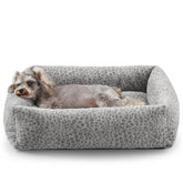 JOEJOY cama para perro con pana leopardo, sensación cálida para siestas.