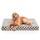 Cama JoeJoy para perros grandes con diseño de cuadros moderno y superficie suave.