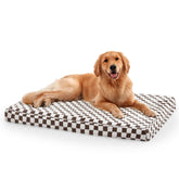 Cama JOEJOY para perro grande con estampa de cuadros y acabado sherpa suave