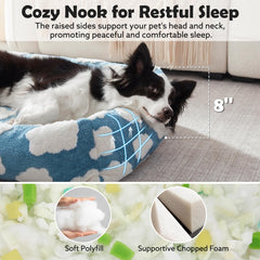 Cama JOEJOY con diseño nube azul, estilo moderno y acogedor.