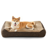 JOEJOY cama ortopédica para perros, reposacabezas de tres lados para mayor soporte.