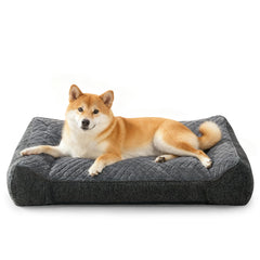 JOEJOY cama ortopédica para perros medianos, vista general con respaldo de tres lados para mayor comodidad
