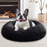Cama redonda calmante JOLLYVOGUE para gatos y cachorros, 20 pulgadas, confort y refugio seguro.