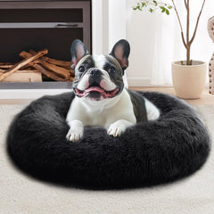 Cama redonda calmante JOLLYVOGUE para gatos y cachorros, 20 pulgadas, confort y refugio seguro.