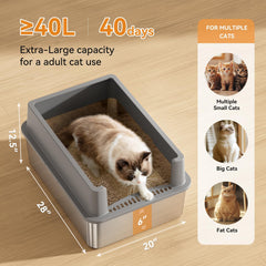Jotesnew caja de arena de acero inoxidable, fácil de limpiar.