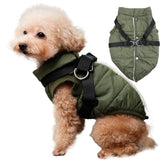 JoyDaog chaqueta para perro con arnés, vista frontal, seguridad y comodidad.