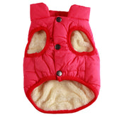 JoyDaog jaqueta para perro de dos capas con felpa rosa, vista frontal.