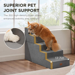 Joydeco escaleras para perro, vista lateral, soporte estable y cómodo para mascotas.