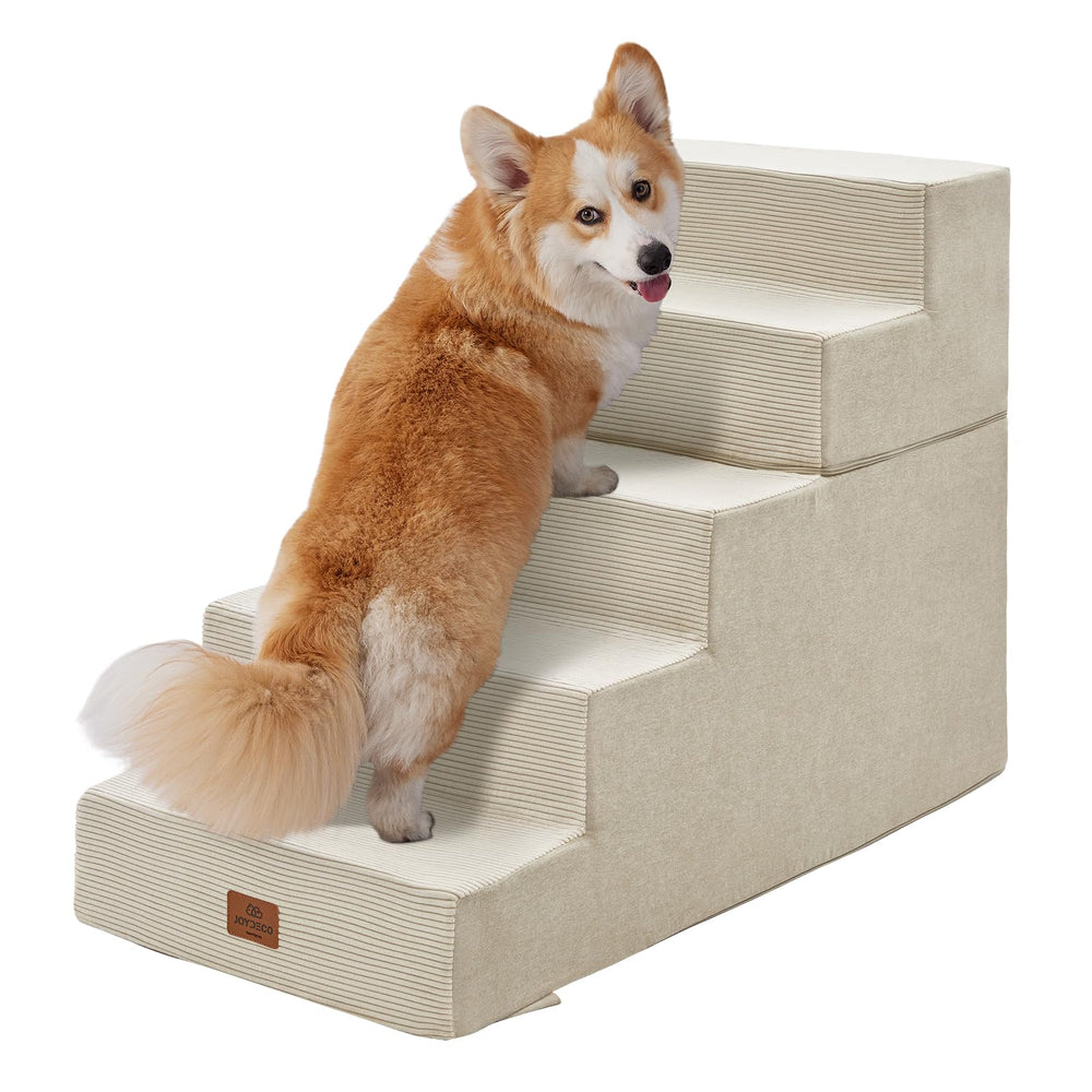 Joydeco escaleras para perros 5 pasos con plataformas amplias para subir a la cama.