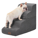 Joydeco escaleras para cama 4 pasos, vista frontal, soporte cómodo.
