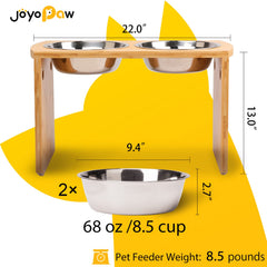 JOYOPAW base antideslizante en bambú mantiene el comedero estable durante la comida.