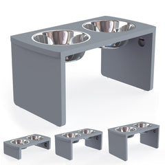 Joyopaw bebederos para perro alzado en bambú, altura cómoda para comer.