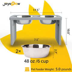 Joyopaw dos tazones de acero inoxidable de 48 oz, fáciles de limpiar.