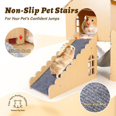 JoyPcsTable rampa de madera facilita subir entre niveles para cobaya curiosa.