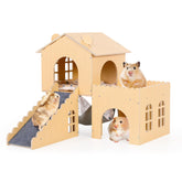 JoyPcsTable refugio para cobaya con hamaca y rampa, multi-nivel para descanso y juego.