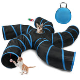 Joytale tunel gatos 5 vias azul negro, ideal para explorar y ejercitarse.