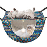 JSPYFITS hamaca para gatos de doble capa con bola, ideal para juego y descanso.