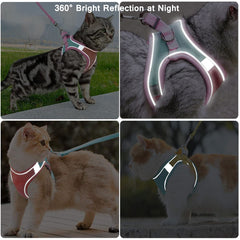 Arnés JSXD ajustable para gatos, diseño cómodo y seguro.