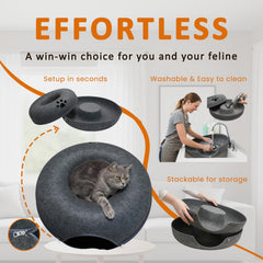 JUDERWOO Cueva Gato Durable Fieltro: mantiene forma bajo juego activo.
