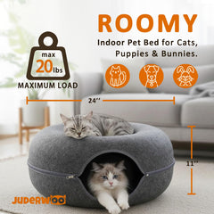 JUDERWOO Tunel Gato Tamaño Grande, alojamiento espacioso para gatos grandes.