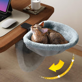 Cama de escritorio JUNSPOW para gato con diseño curvado, apoyo cómodo para descansar.