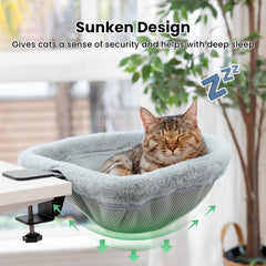 Cama JUNSPOW para gato con diseño hundido, crea sensación de seguridad.
