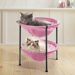 JUNSPOW cama-gatos-doble-rosa-dos-niveles: perfecta para descanso compartido.