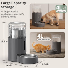 Cuenco de acero inoxidable de JUNSPOW para beber de mascotas.