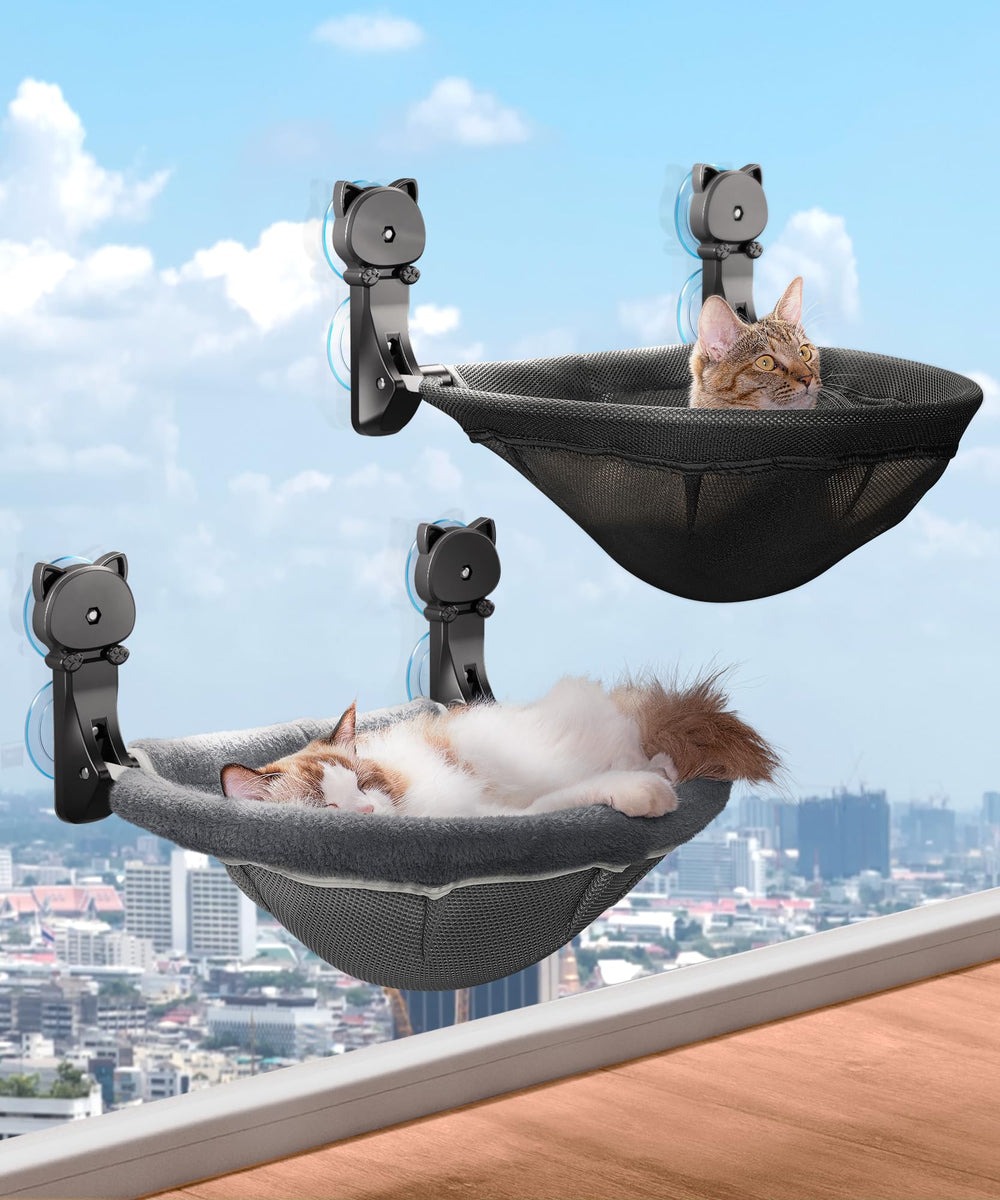 JUNSPOW percha ventana gato con diseño hundido para siestas seguras al sol.