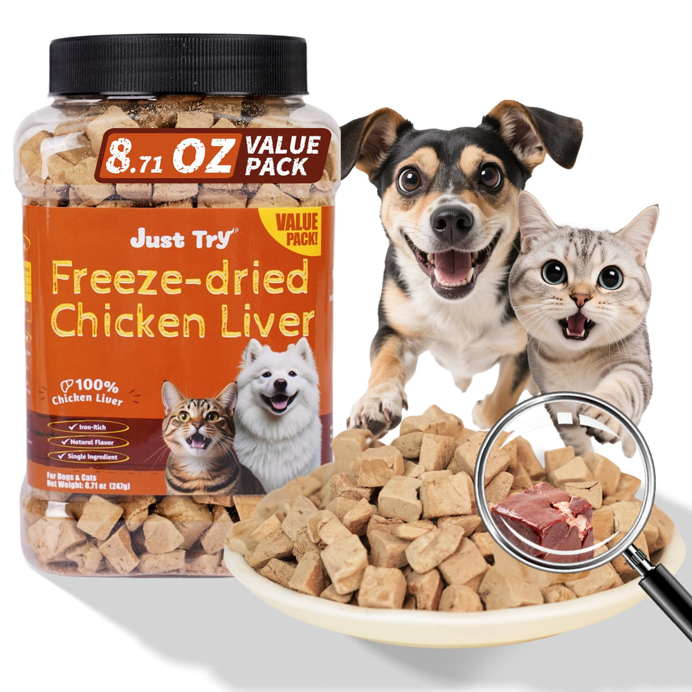 Just Try hígado de pollo liofilizado para perros, trozos crujientes para entrenamiento