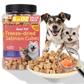 Just Try salmón liofilizado en trozos para perros y gatos.