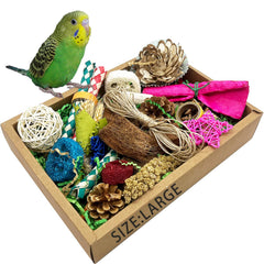 Caja Jwizyotr de juguetes para aves lista para forrajeo y masticación