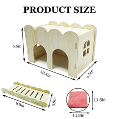 Jwizyotr casa de madera para hamster, plataforma superior para juego.