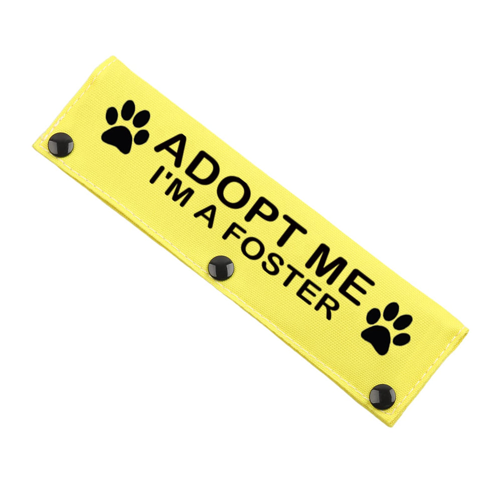 Funda de correa JXGZSO con mensaje de adopción, vista frontal para mayor visibilidad.